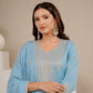 Zazu Silk Kurta Palazzo With Zari Embroidery