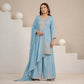 Zazu Silk Kurta Palazzo With Zari Embroidery