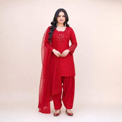 Natural Crepe Kurta Farshi Salwar With Dupatta