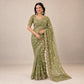 Moss Silk Leheriya Sequin Saree with Blouse