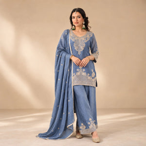 Beautiful Rangoli Crush Zari Embroidery Kurta 3 piece set