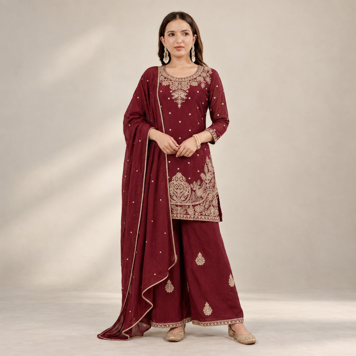 Rangoli Crush Zari Embroidery Kurta Set