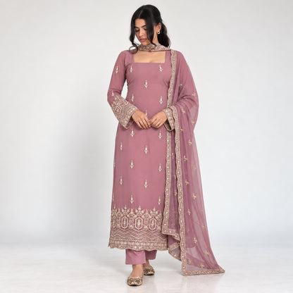 Embroidered Georgette Straight Suit Set