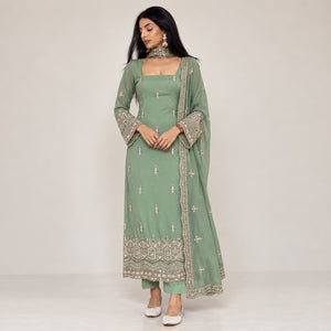 Embroidered Georgette Straight Suit Set