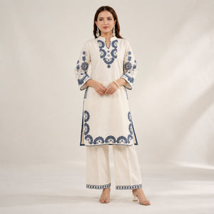 Ivory Mirror-Work Kurta Set