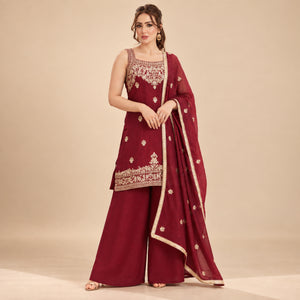 Rangoli Crush Embroidered sleeveless Sharara Set With Dupatta
