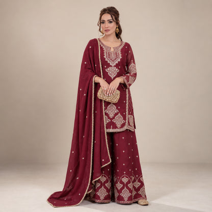 Rangoli Crush Embroidered Sharara Set With Dupatta