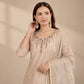 Cream Chanderi Kurta Set With Linen Dupatta