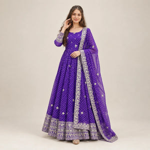 Violet Bandhani Sequin Gown