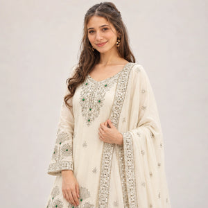 Ivory Stone Sequin Sharara Set