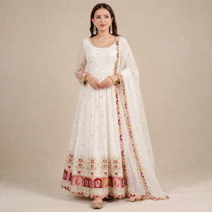 Peacock Border Anarkali Gown