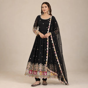 Peacock Border Anarkali Gown