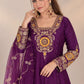 Wine Zari Sequin Anarkali Suit