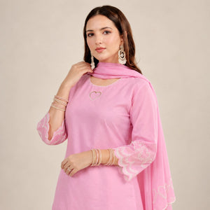 Blush Heart Embroidered Farshi Suit