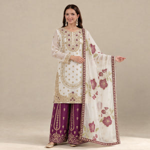 Pure Fendy Silk Embroidered Sharara Suit for Festive and Wedding Occasions