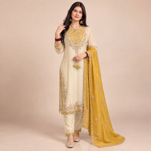 Ivory Mustard Sequin Kurta