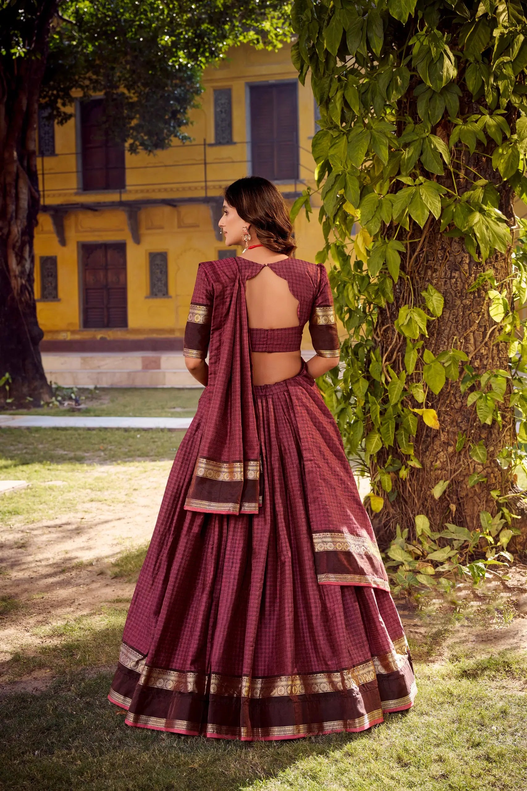 Chettinad Cotton Zari Weaving Lehenga Set