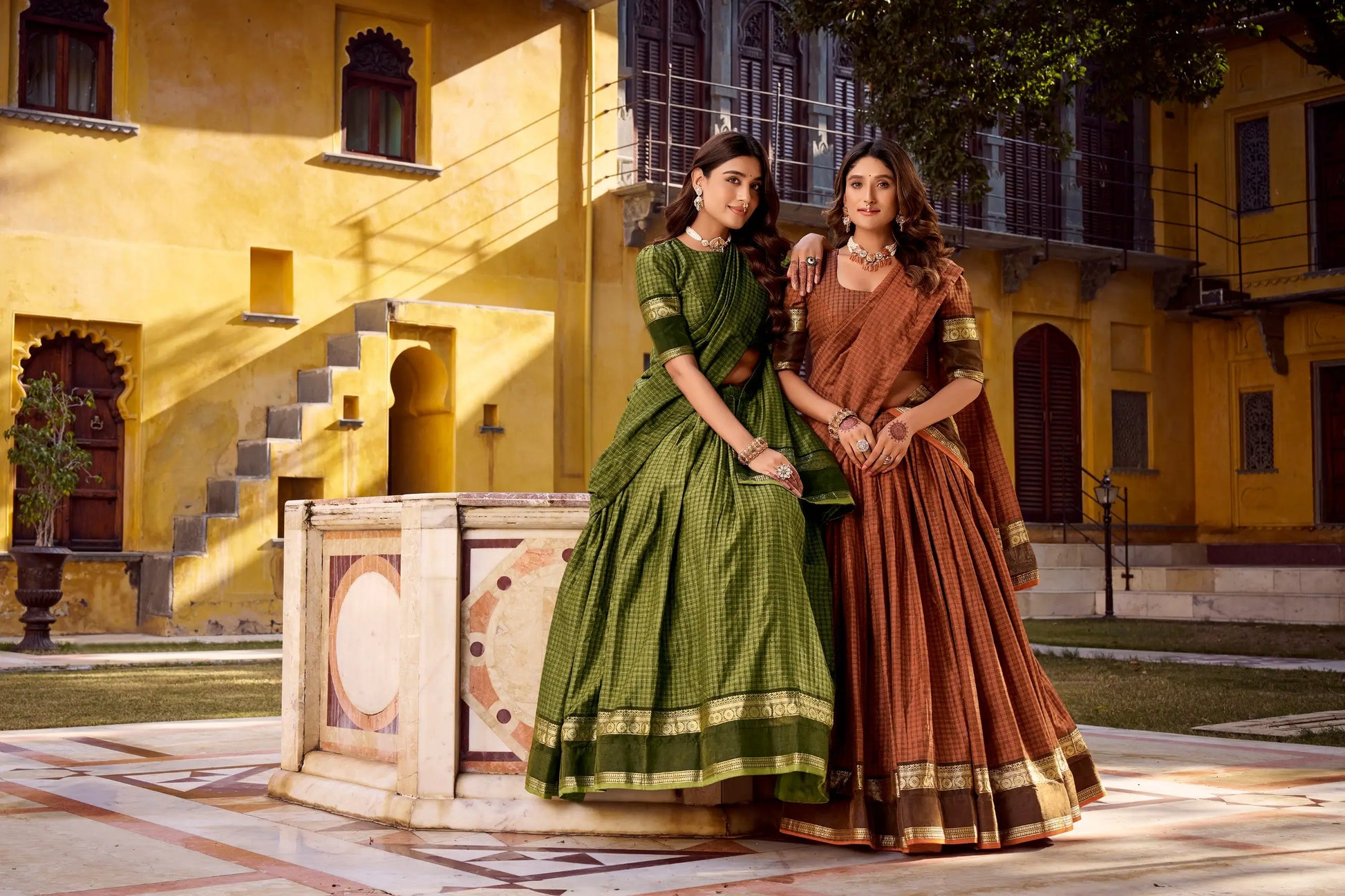 Chettinad Cotton Zari Weaving Lehenga Set