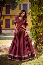 Chettinad Cotton Zari Weaving Lehenga Set