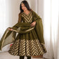 Chevron Sequin Crinkle Silk Anarkali