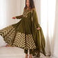 Chevron Sequin Crinkle Silk Anarkali