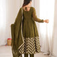 Chevron Sequin Crinkle Silk Anarkali
