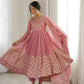 Chevron Sequin Crinkle Silk Anarkali