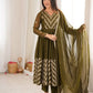 Chevron Sequin Crinkle Silk Anarkali
