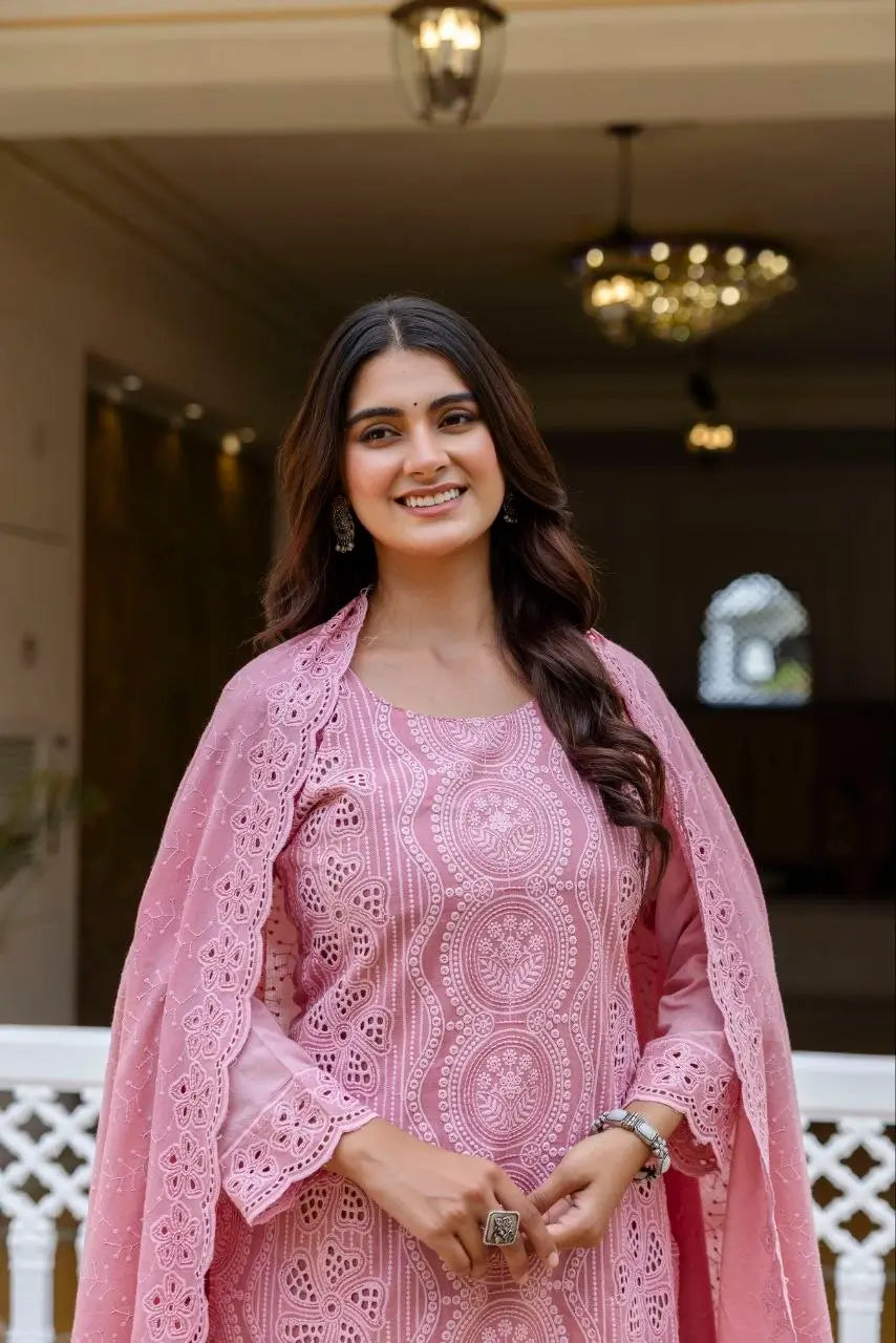 Chikankari Cutwork Kurti Set