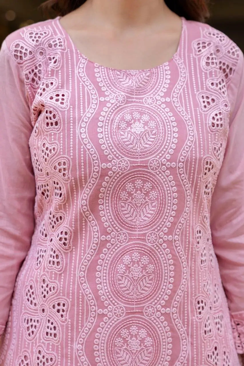Chikankari Cutwork Kurti Set