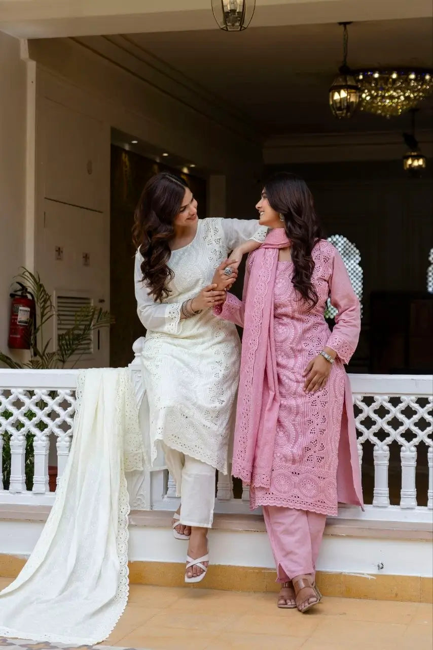 Chikankari Cutwork Kurti Set