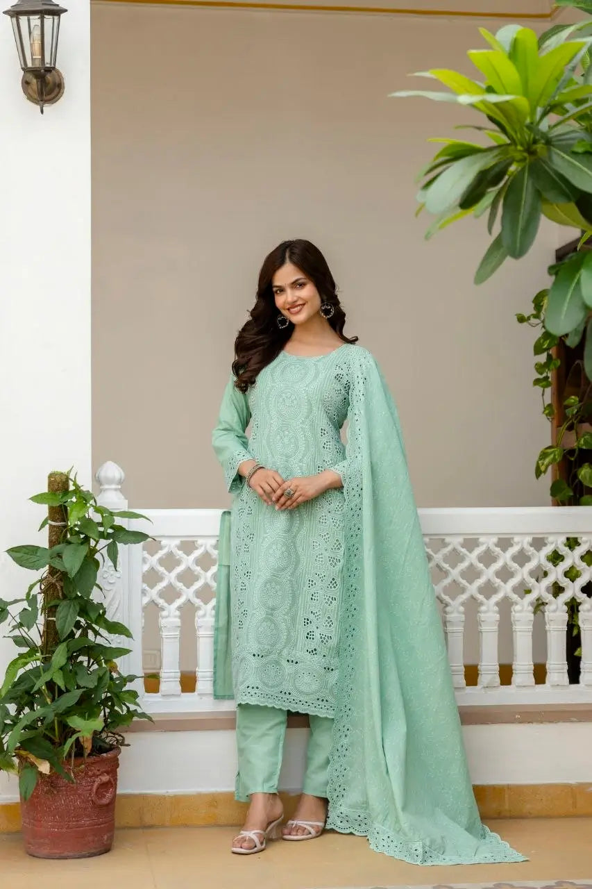 Chikankari Cutwork Kurti Set