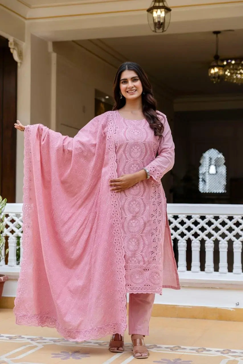 Chikankari Cutwork Kurti Set