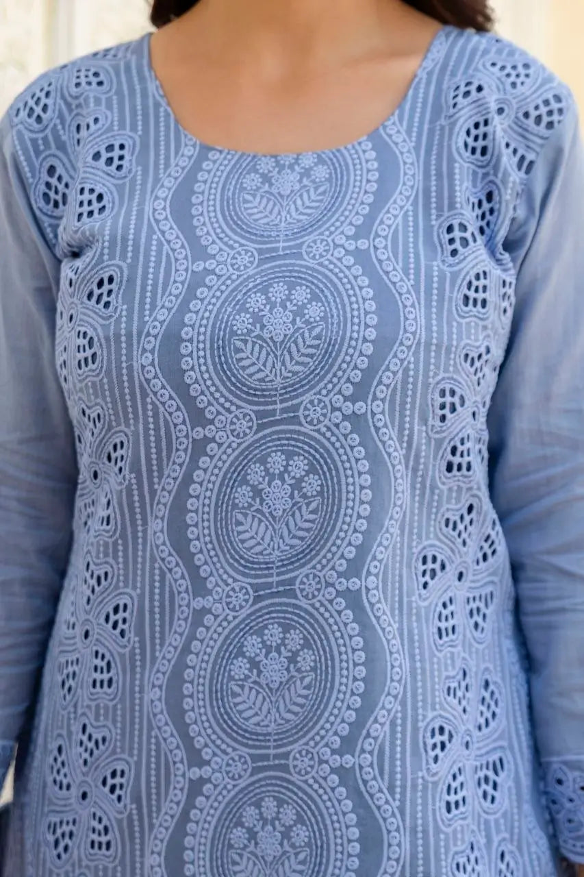 Chikankari Cutwork Kurti Set