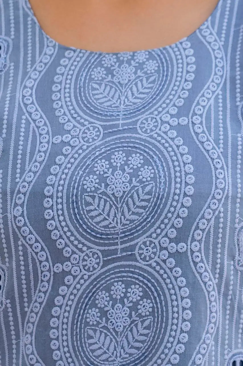 Chikankari Cutwork Kurti Set