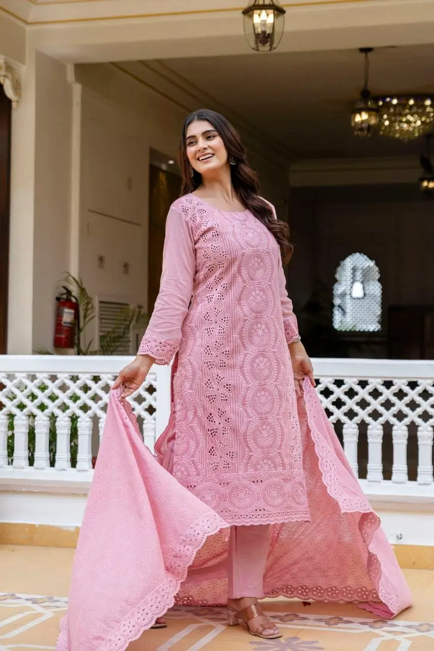 Chikankari Cutwork Kurti Set