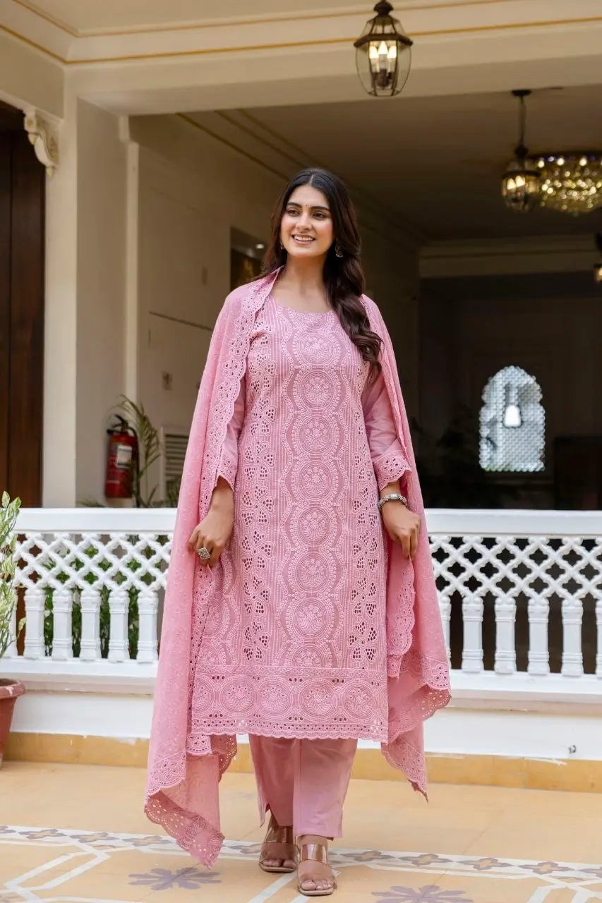 Chikankari Cutwork Kurti Set