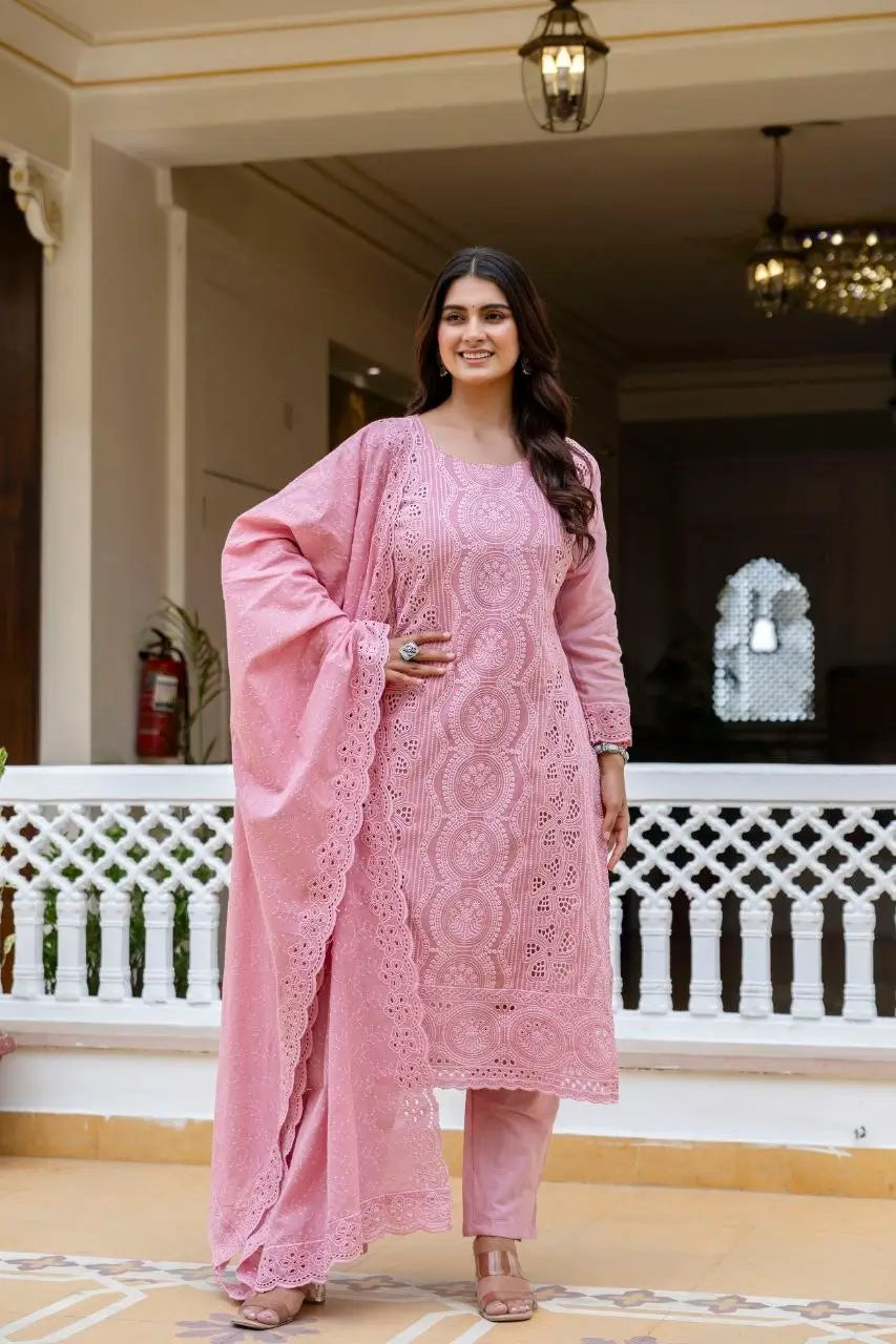 Chikankari Cutwork Kurti Set