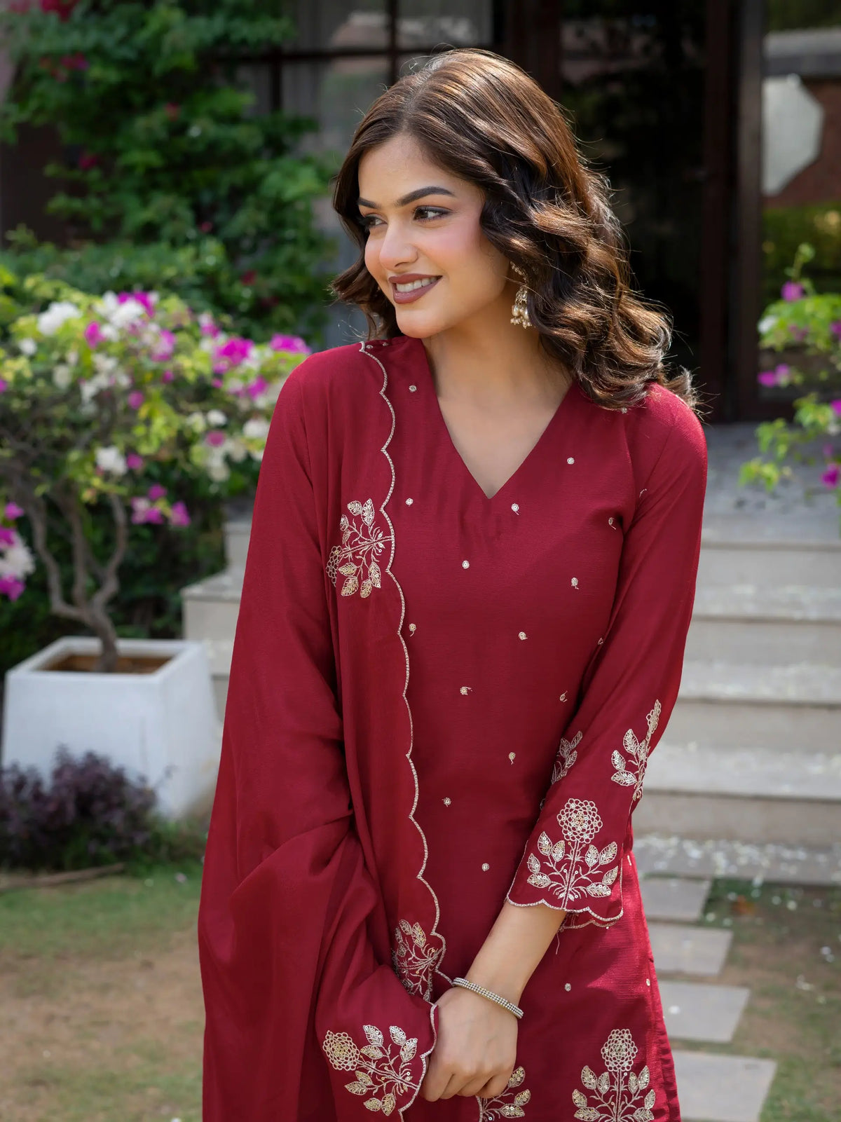 Chinnon Embroidered Kurta Set With Dupatta
