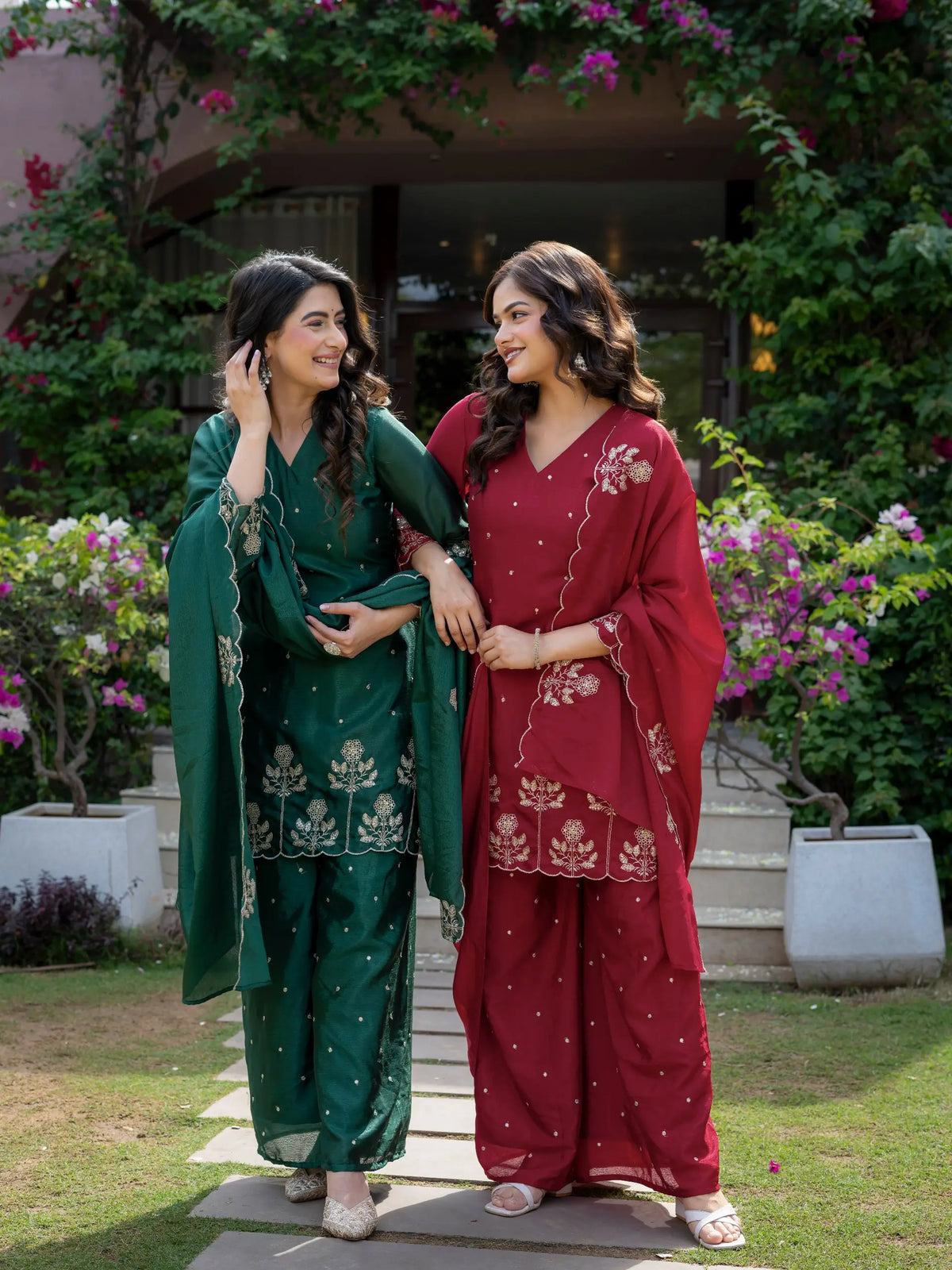 Chinnon Embroidered Kurta Set With Dupatta