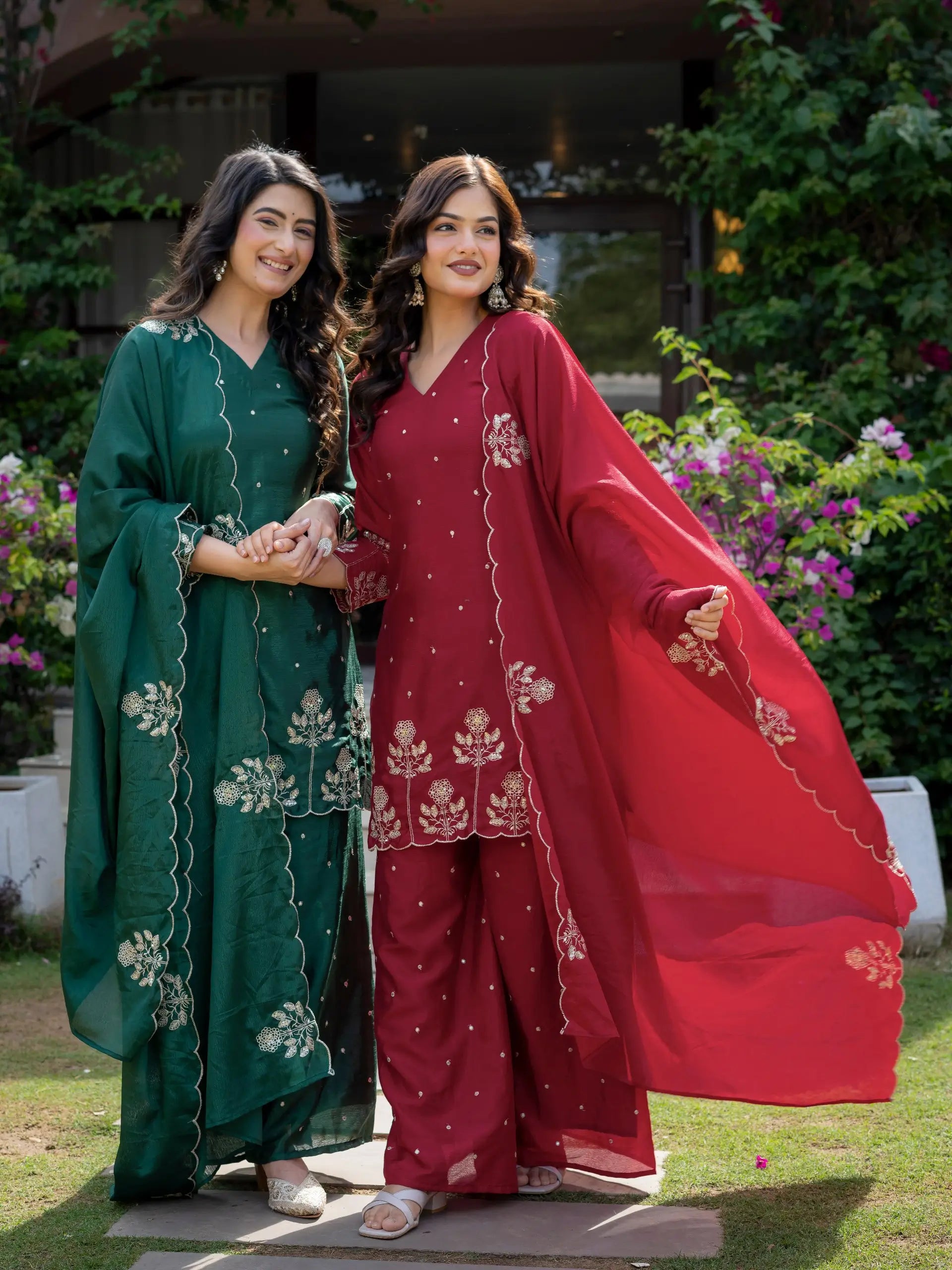 Chinnon Embroidered Kurta Set With Dupatta