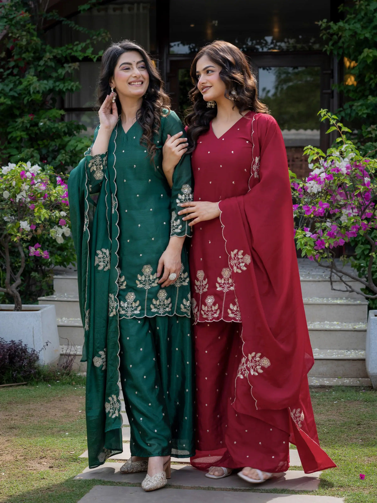 Chinnon Embroidered Kurta Set With Dupatta
