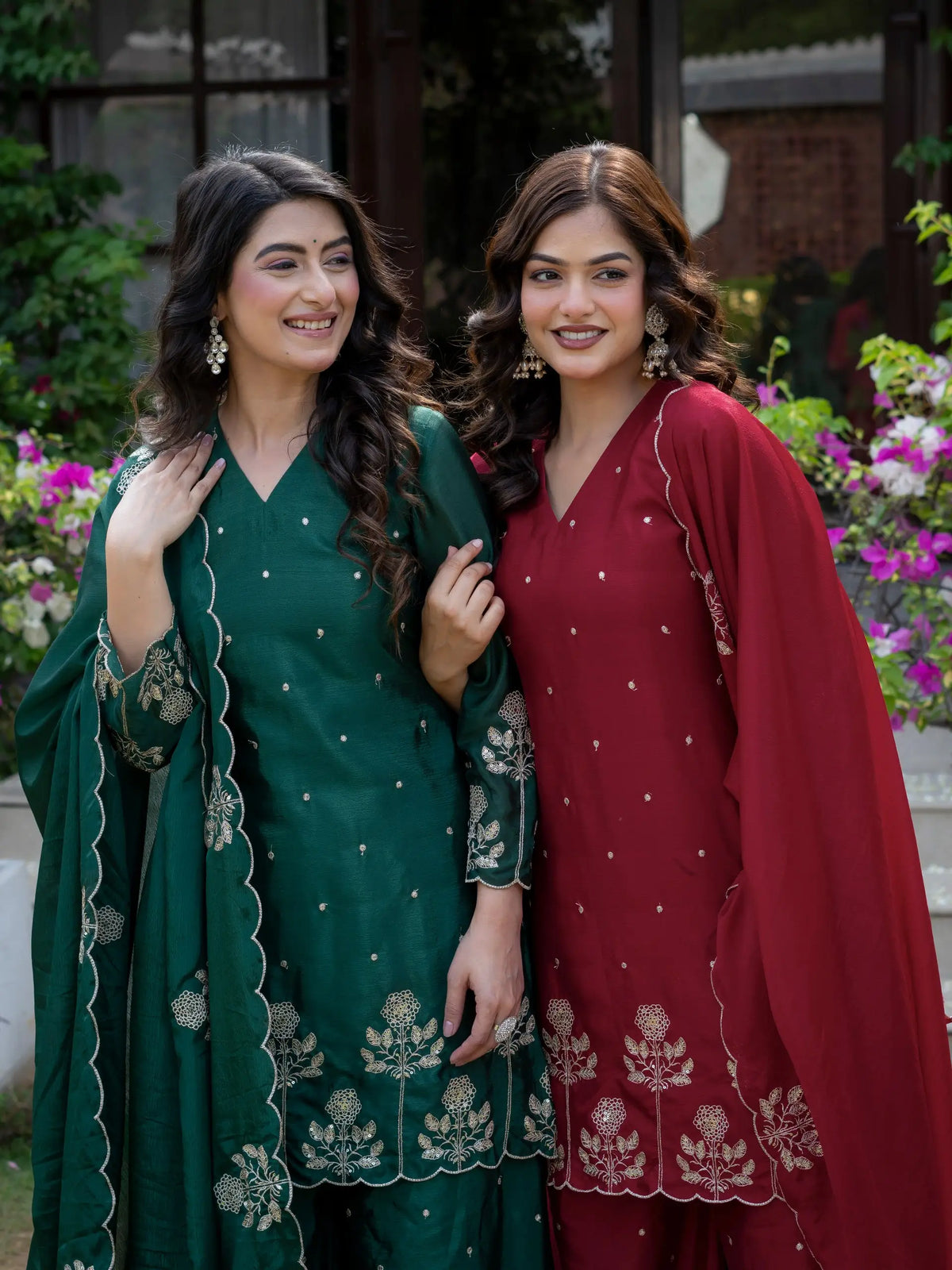 Chinnon Embroidered Kurta Set With Dupatta