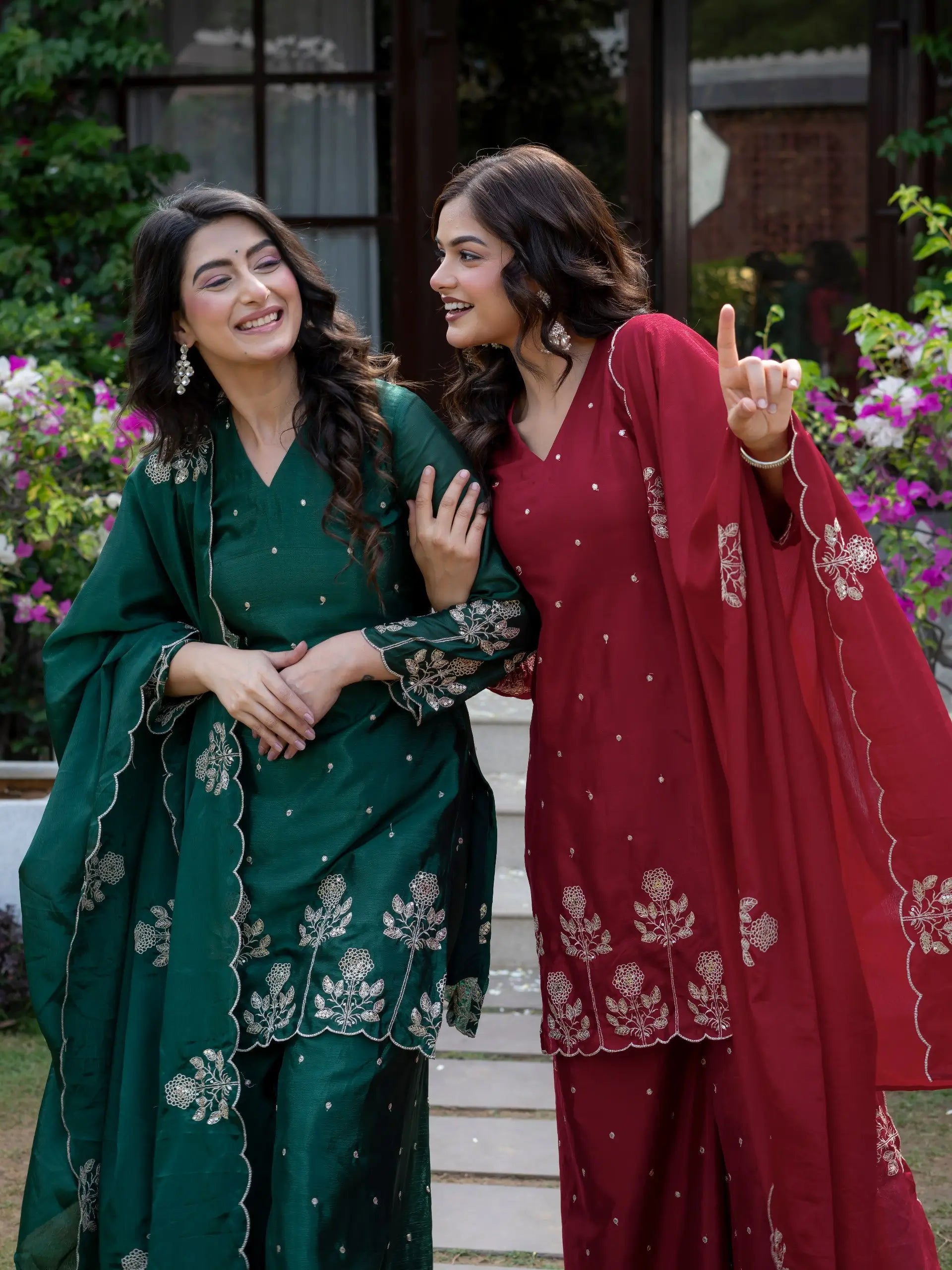 Chinnon Embroidered Kurta Set With Dupatta