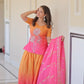 Chinnon Print Kurti with Beads Embroidery, Matching Bottom & Tebby Silk Dupatta – 2 Colours