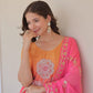 Chinnon Print Kurti with Beads Embroidery, Matching Bottom & Tebby Silk Dupatta – 2 Colours