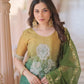 Chinnon Print Kurti with Beads Embroidery, Matching Bottom & Tebby Silk Dupatta – 2 Colours