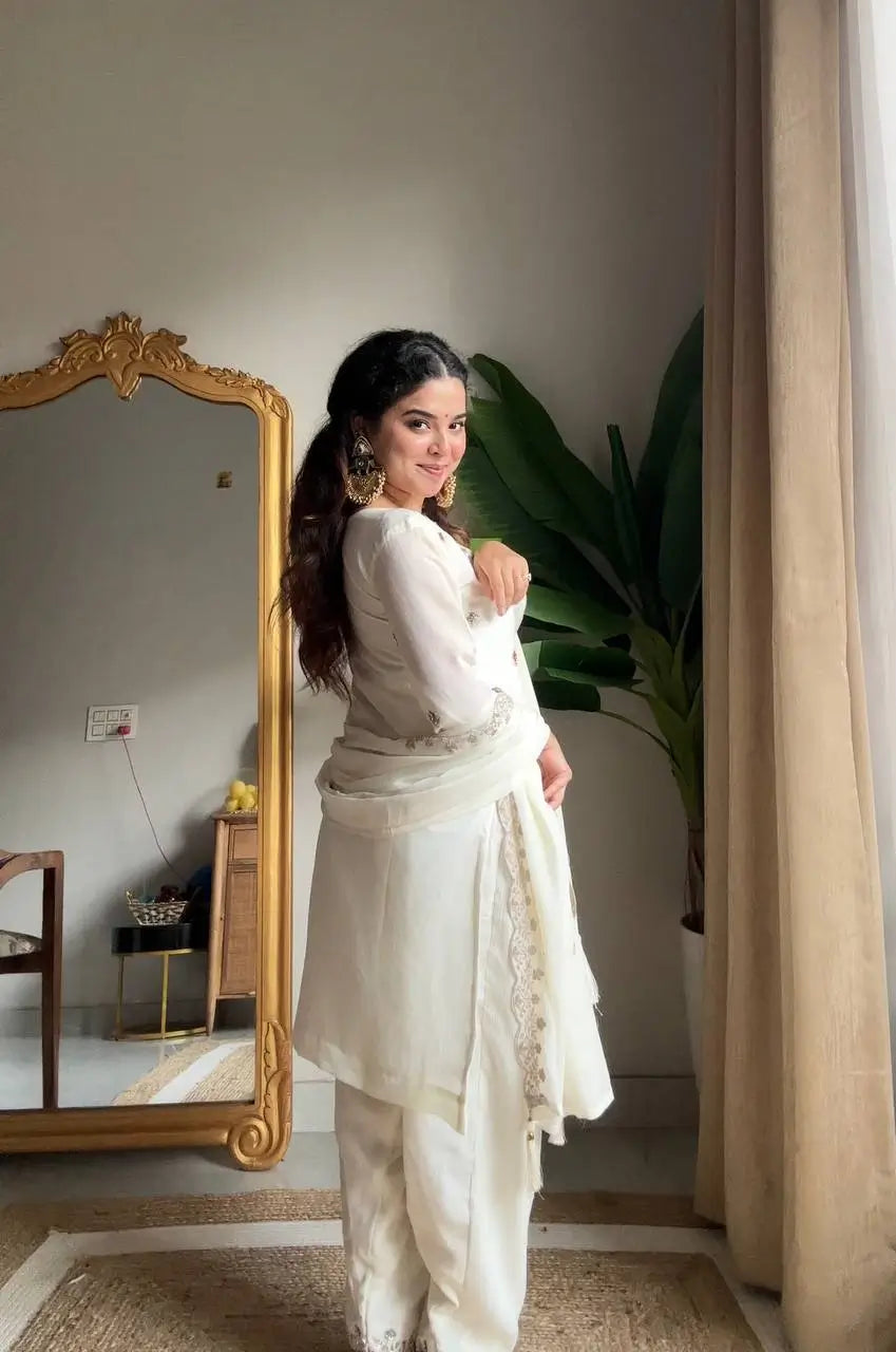 Chinon Beads and Sequence Embroidered Salwar Suit Set for Festive and Wedding Wear