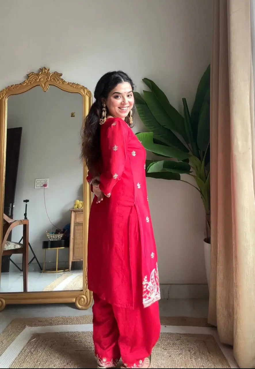 Chinon Beads and Sequence Embroidered Salwar Suit Set for Festive and Wedding Wear