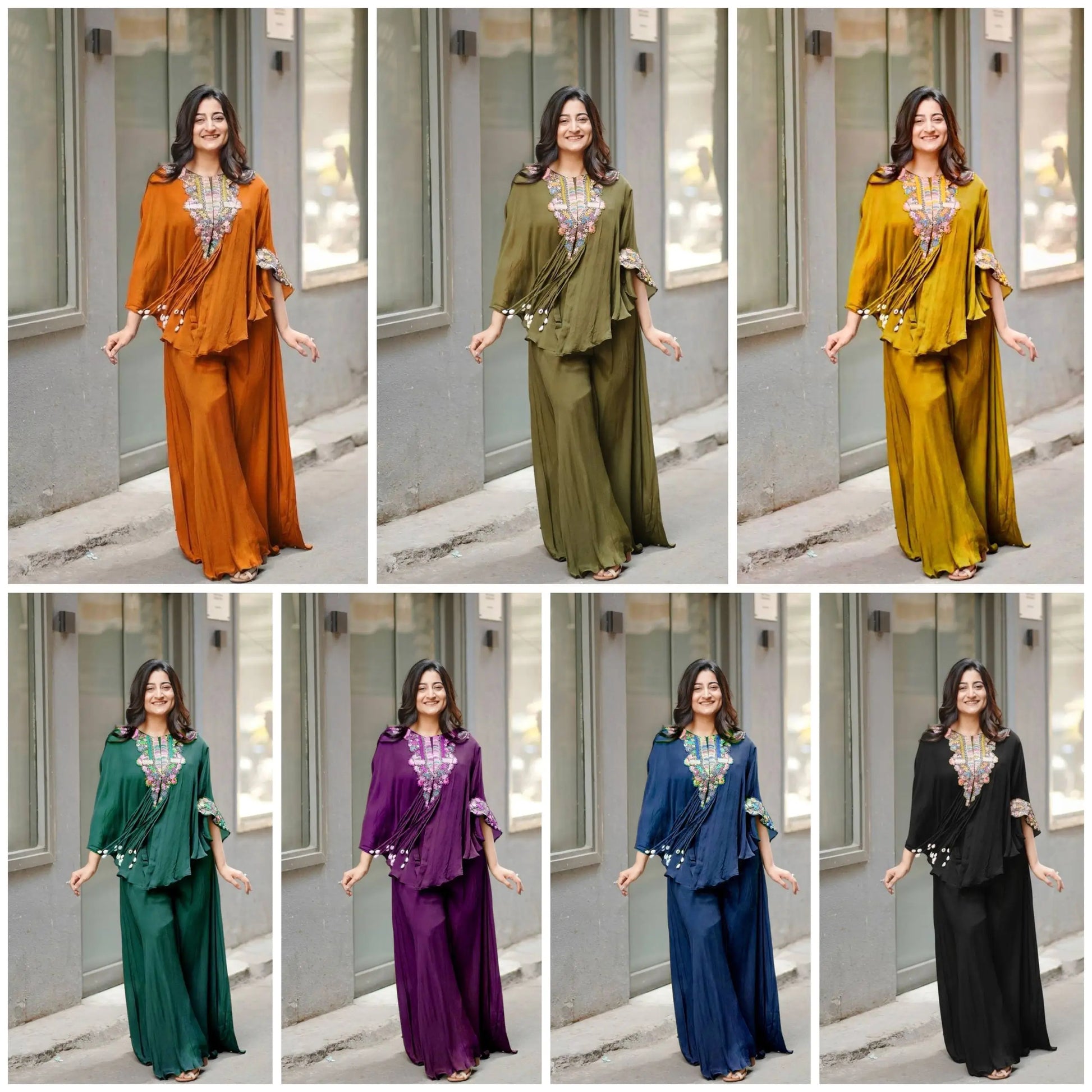 Chinon Embroidered Cape Style Palazzo Set for Festive and Party Wear